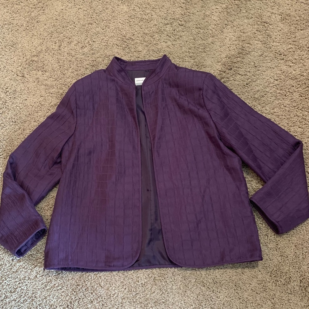 Alfred Dunner Petite Purple Open Front Blazer Jacket 10P